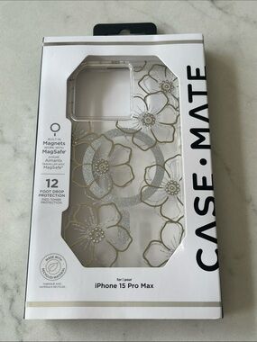 case-mate Clear Floral Glitter iPhone 15 Pro Max Case - Gold & Clear